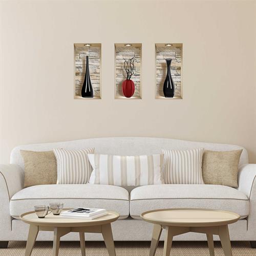 אגרטלים שחורים ואגרטל בורדו יין בשילוב אבנים דגם 310S