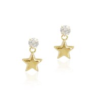 עגילי זהב לב \ כוכב נתלים עם זרקונים