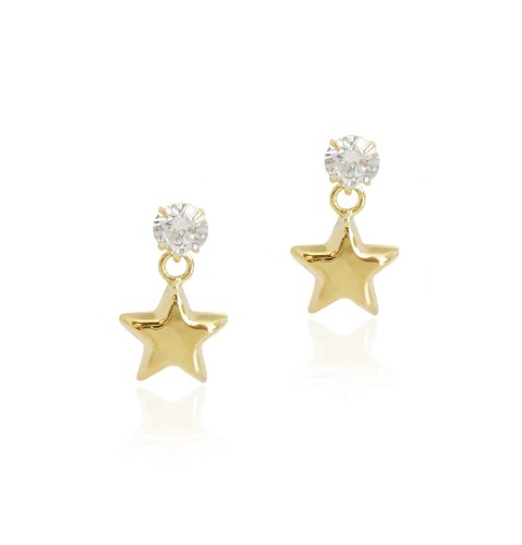 עגילי זהב כוכב נתלים עם זרקונים