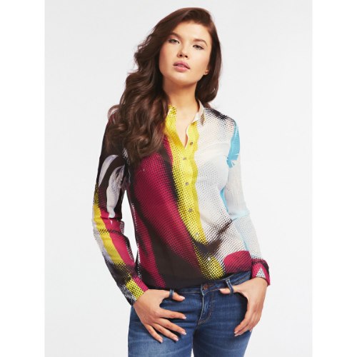 מכופתרת שיפון מודפס צבעוני GUESS