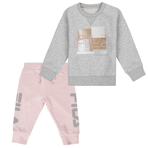 חליפת פוטר תינוקות FILA אפור ורוד