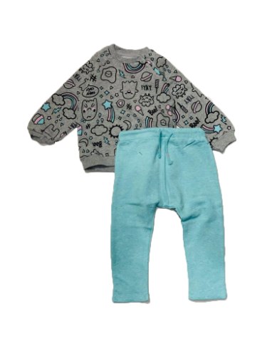 חליפת גן MINENE הדפס גרפיטי אפור