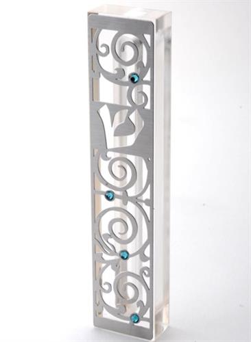 מסגרת נירוסטה בשילוב אבני סברובסקי על בסיס פרספקס - MZN-9