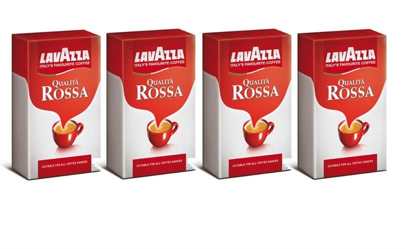 4 אריזות אריזות 250 גרם קפה טחון Lavazza Qualita Rossa
