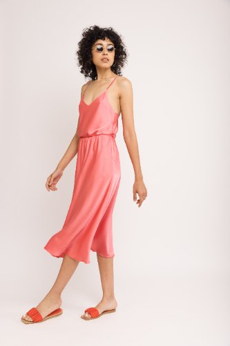 גופיית סאטן משי - ורוד