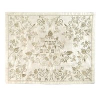 כיסוי חלה רקמה דגם רימונים כסף