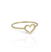 טבעת זהב לב חלול עדין