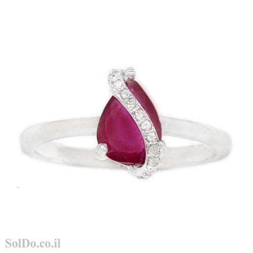 טבעת מכסף משובצת אבן רובי אדומה ואבני זרקון RG6244 | תכשיטי כסף 925 | טבעות כסף