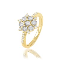 טבעת יהלומים זהב צהוב 14 קראט  R-RR330-F