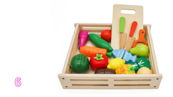PACKTZA7 חבילת צעצועץ - הכולל מטבח דגם אופק, מצנם מעץ, ערכת גלידריה,  ערכת תה מעץ ומגש פירות מעץ