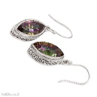 עגילים מכסף תלויים משובצים מיסטיק טופז  A8996 | תכשיטי כסף | עגילי כסף