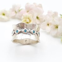 טבעת כסף טהור גלים בדוגמת מעויינים R-45