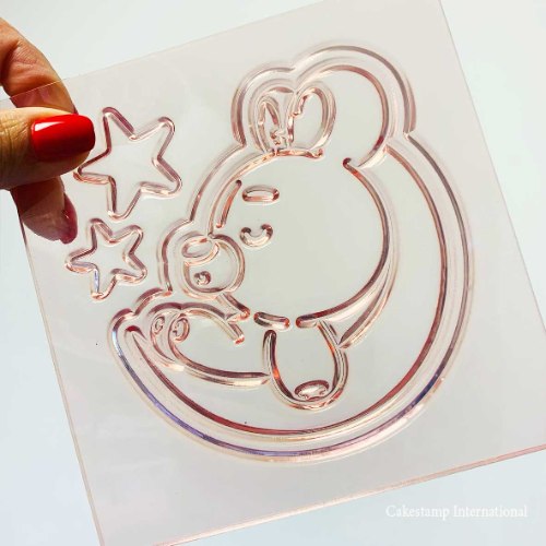 תבנית דובי ישן על ירח דגם 1 | קישוט טופר תינוקות| טופר תינוק חדש ברית| חדש מאתי דבש