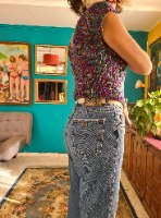 מאם ג'ינס כחול חתיכי מידה L