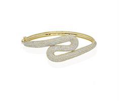 צמיד קשיח לאשה מעוצב משובץ זרקונים