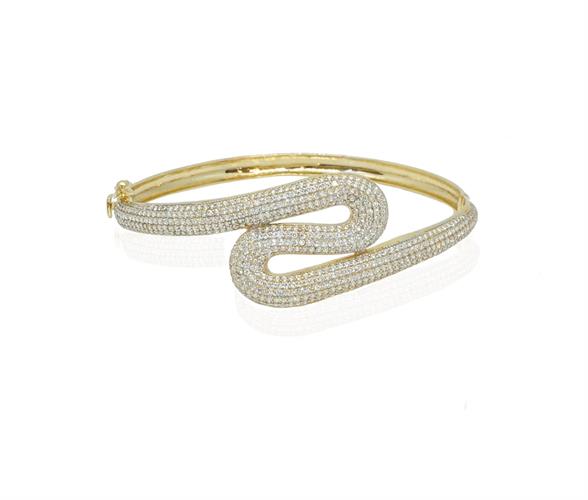 צמיד קשיח לאשה מעוצב משובץ זרקונים