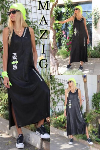 שמלת מקסי דמוי עור MAZIG