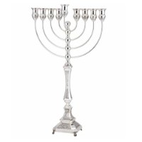 חנוכיית כסף טהור דגם מוצארט מעוטר S6