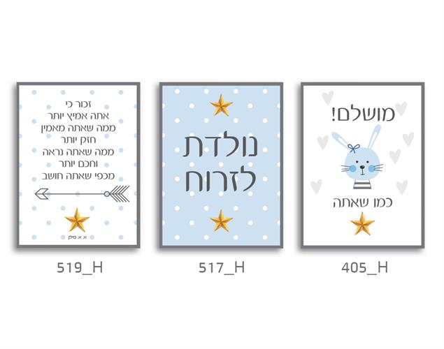 סט של 3 תמונות לחדר ילדים, תינוקות 44H