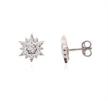 עגילי יהלומים בסגנון כוכב צמודים בזהב 14 קאראט