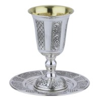 סט גביע קידוש מכסף טהור דגם דויד מדלן (S)