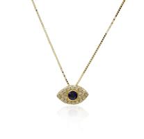 שרשרת עין הרע עם יהלומים ואבן חן בזהב 14 קראט