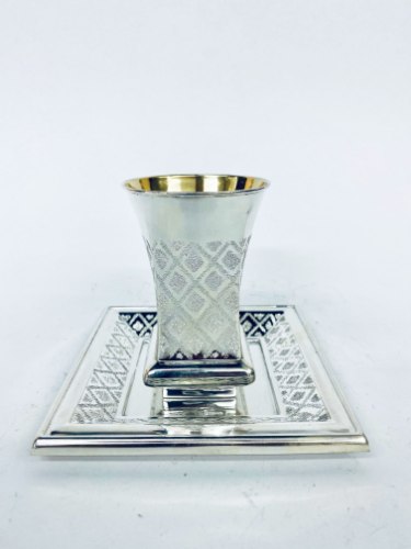 סט גביע וצלחת כסף טהור של האחים חדד לקידוש 
