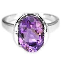 טבעת כסף משובצת אמטיסט סגול וזרקונים RG5615 | תכשיטי כסף 925 | טבעות כסף