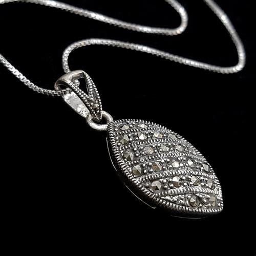 תליון כסף משובץ מרקזטים T5817 | תכשיטי כסף 925 | שרשרת כסף