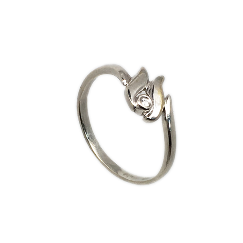 טבעת ילדות ונערות זהב לבן 14K זירקון לבן  OP0510014821