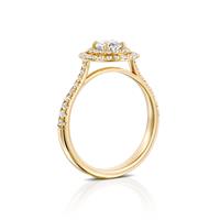 טבעת אירוסין זהב צהוב 14 קראט משובצת יהלומים DOUBLE HALOW