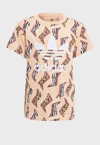 טישירט בנות ADIDAS הדפס מולטי לבן 4-8