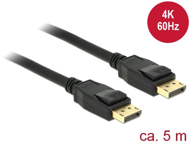 כבל מגשר DisplayPort זכר לחיבור DisplayPort זכר באורך 5 מטר Delock Cable DisplayPort 1.2