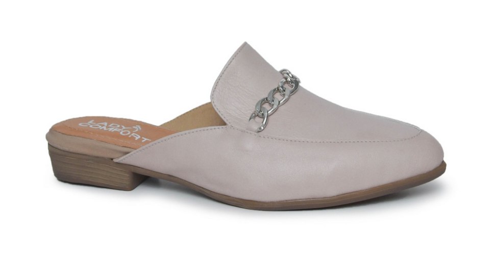 כפכף מוקסין נוחות לנשים עור כחול-לבן דגם - LC756