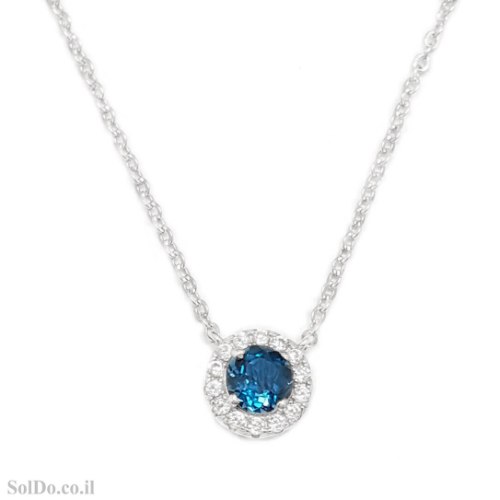 תליון מכסף  משובץ אבן טופז כחולה ואבני זרקון T6235 | תכשיטי כסף