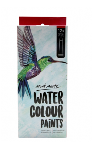 צבעי מים בשפורפרת 12 מל' - 12 יח' MONT MARTE