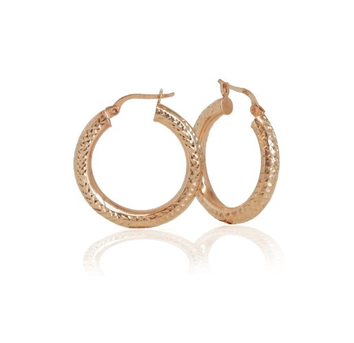 עגילי חישוק מזהב אדום חריטת לייזר 2.5 סמ