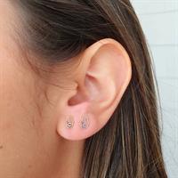 עגילי זהב 14 קראט בסגנון חמסה ואבן כחולה