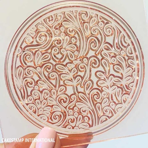 תבנית טופר עלים פרחוני | פרחים במסגרת עגולה| קישוט טופר לעוגה| בסיס טקסטורה פרחונית| חדש מאתי דבש