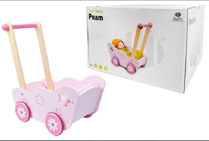 עגלת בובה מעץ