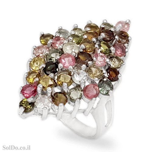 טבעת מכסף משובצת אבני טורמלין RG6325 | תכשיטי כסף 925 | טבעות כסף