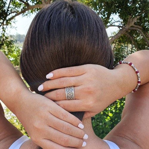 טבעת כסף טהור דגם אתני R-44