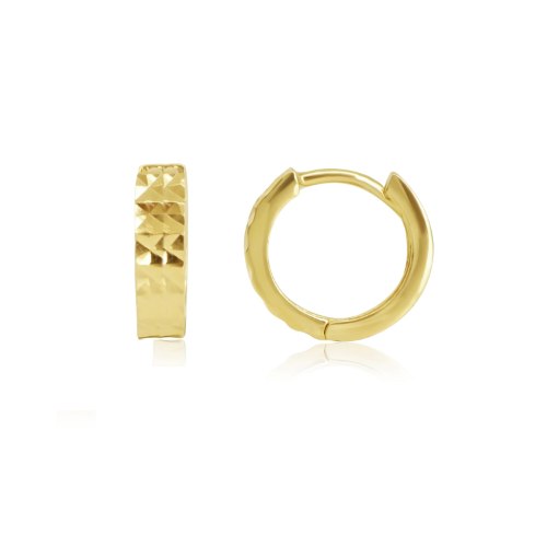 עגילי חישוק זהב קטנים ועבים עם חריטת לייזר 1 ס"מ