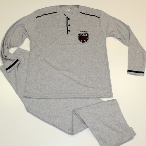 פיג'מה גבר כפתור חולצה אפור