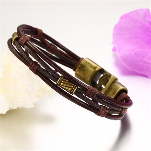 צמיד לגבר ולאשה עור ופלדת אל חלד OP09160009IN