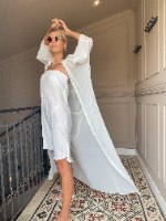 קימונו ארוך - שיפון יפני לבן