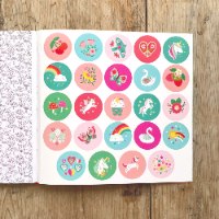 ספר צביעה כרטיסי ברכה ומעטפות - חדי קרן וקשת בענן