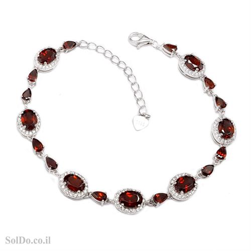 צמיד מכסף משובץ אבני גרנט ואבני זרקון Z3131