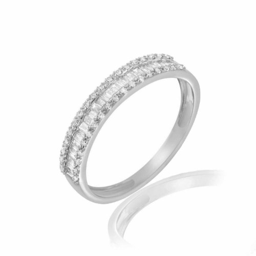 טבעת יהלומים זהב לבן 14 קראט R-RR353-F