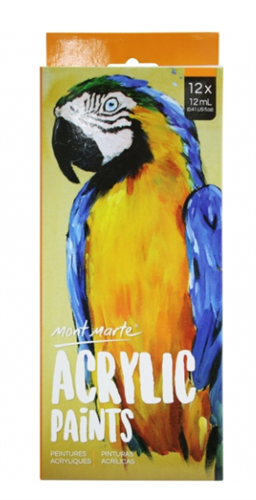 צבעי אקריליק בשפורפרת 12 מל' - 12 יח' MONT MARTE